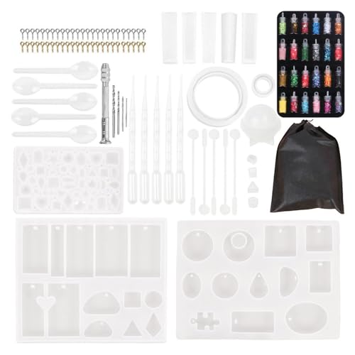 Fyearfly Silikonformen-Set für Schmuckherstellung, verschiedene Formen, inklusive Schraubösen, einfache Bastellösung Fyearfly Silikonformen-Set für Schmuckherstellung, verschiedene Formen, inklusive Schraubösen, einfache Bastellösung von Fyearfly
