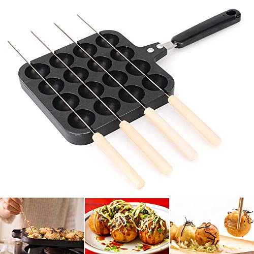 Fyearfly Takoyaki-Pfanne mit 16 Löchern, mit 4 Spießen, gaskompatibel, einfache Lösung für das Kochen zu Hause Fyearfly Takoyaki-Pfanne mit 16 Löchern, mit 4 Spießen, gaskompatibel, einfache Lösung für das Kochen zu Hause von Fyearfly