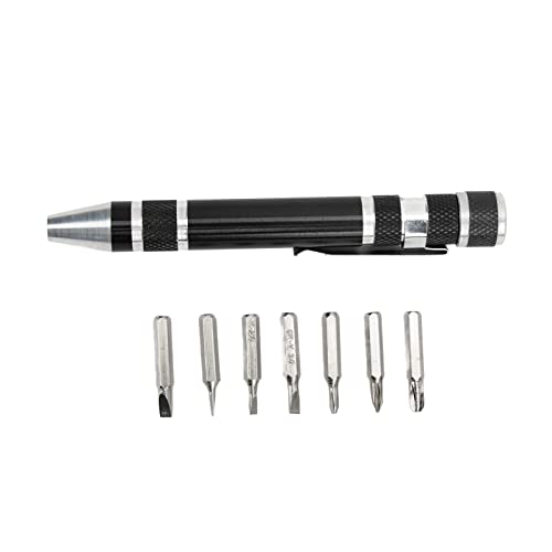 Fyearfly Taschenschraubendreher 8 in 1 Mini Stiftwerkzeug Magnetisch Kompakt für feine Schrauben Schwarz von Fyearfly