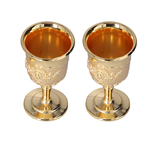 Fyearfly 2 Stück Vintage Goldene Weinbecher Gold Kelch, Antiker Goldbecher Vintage Weinglas Kelch Kelchgläser Whisky Gläser, für Küche Home Bar Party Hochzeitsdekoration von Fyearfly