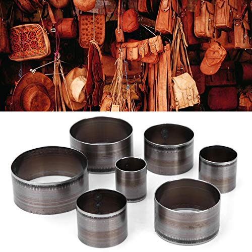 7Pcs Leder Stanzformen Set, Stanzformen für Leder, Leder Kreisschneider Leder Gestanzte Formen Leder Locher Werkzeug Runde Stanzformen Stanzwerkzeug Set, Lederverarbeitung Werkzeug von Fyearfly