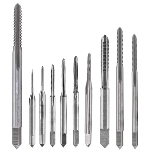 Maschinen Handgewindebohrer M1-M3.5, 10-Teiliges Gewindeschneider Set Aus Schnellarbeitsstahl(HSS), Metrisches Gewindeschneidwerkzeug, M1,0 M1,2 M1,4 M1,6 M1,7 M1,8 M2,0 M2,5 M3,0 M3,5(Grobgewinde) von Fyearfly