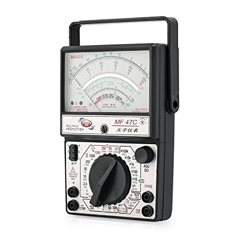 Mechanisches Multimeter, Mf47 Analoges Zeiger-Multimeter Ac/Dc Spannungs-/Strom-/Widerstands-/Kapazitätsmessgerät Mit Anti-Burn-Summer (0-2500 V, 0-10 Kohm, 0-10 A) von Fyearfly