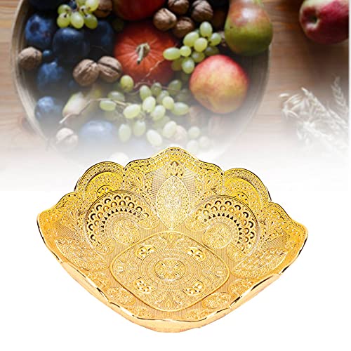 Fyearfly Goldene Obstschale, Metall Obstkorb Servierschale Obsthalter Dekorative Obstschale für Snacks, Nüsse, Süßigkeiten, Herzstück, Tischdekoration, 12,7 x 12,7 x 4,1 cm von Fyearfly