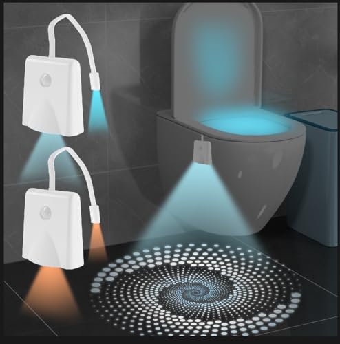 2 Stück Toilette Licht WC-Nachtlicht Toilettenlicht mit Bewegungsmelder 7 Fabre Beleuchtung Nachtlicht Nachtlicht USB Aufladbar Wasserdicht fur Toilettenbeleuchtung von Fyeme