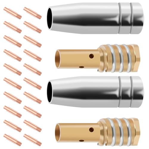 24 Stück Verschleißteile Set Schweißbrenner Verschleißteile Set mit 20 Stromdüse 2 Schutzmund 2 Pleuel Verschleißteile Set für 5AK Bestarc M-IG145 Schweißgerät Kompatibel (0.9MM) von Fyeme