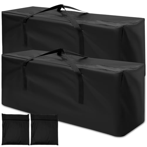 2pcs Schutzhülle Polsterauflagen Wasserdicht mit 2 Aufbewahrungstasche 122x39x55cm Auflagentasche Gartenpolster Aufbewahrung für Sitzauflagen Aufbewahrung von Wohn Gartenaccessoires (122x39x55CM) von Fyeme