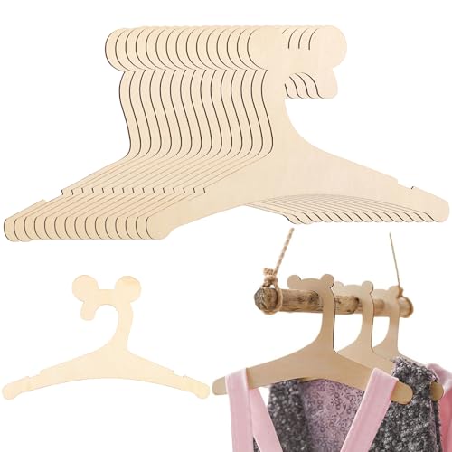 30 Stück Baby Kleiderbügel Holz 22.7×13.5cm Kinderkleiderbügel mit Kartensteckplatz rutschfeste Kinderbügel Geeignet zum Aufhängen von Oberteilen Kleider Hosen Pullovern (Mäuseohren) von Fyeme