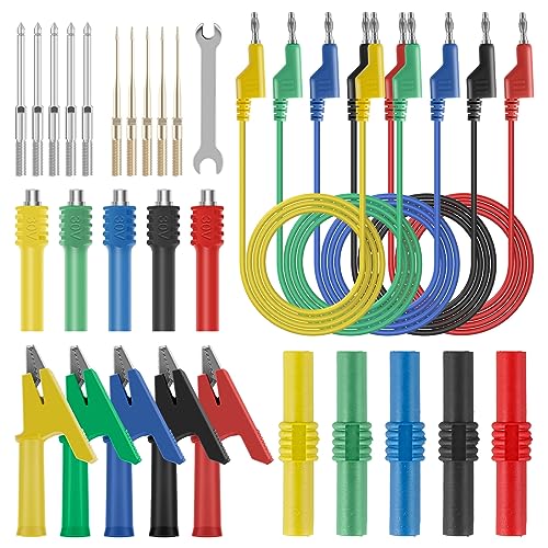 31 Stück Krokodilklemmen mit Kabel 5 Farben Multimeter Messleitungen 4mm 5 Bananenstecker Kabel 5 Krokodiklemmen Messkabel für Multimeter Gerät zur Strommessung von Testleitungen von Fyeme