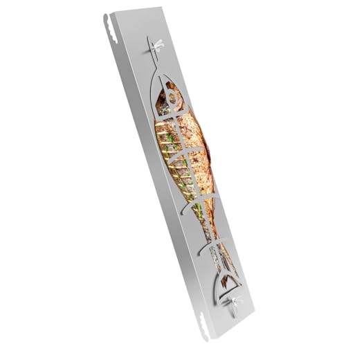 51cm Flammlachsbrett Edelstahl 180° Drehbar Verstellbar Ständer Rostbeständig Leicht Reinigen für Grillen Karpfen Lachs Forelle Steak von Fyeme