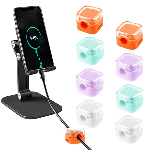 8 Stück Kabelhalter Magnetisch 2x2x1.5cm Verstellbare Kabelclips Selbstklebend mit Klebeband Flip Cover Magnetic Cable Clips für Schreibtisch Schreibtisch Nachttisch Auto (8Pcs Bunt) von Fyeme