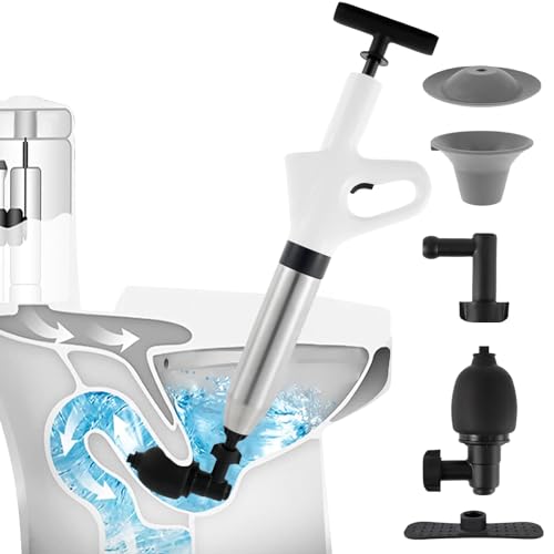 Air Toilet Plunger Toiletten Pömpel Toilettenkolben Hochdruck WC Pömpel Set 5 in 1 Toilet Plunger High Pressure Plunger Clog Remover für Toilette Waschbecken Badewanne Bodenablauf von Fyeme