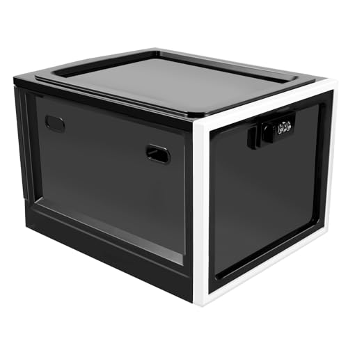 Fyeme 15L Abschließbare Box 29x23,6x19,3cm Medikamenten Aufbewahrungsbox mit Zahlenschloss Tragbar Stapelbar Box Abschließbar für Zuhause Büro Schule für Medikamente Snacks Dokumente (Schwarz) von Fyeme