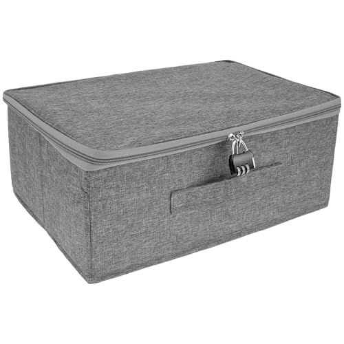 Fyeme 2 Stück Abschließbare Box 38×25.5×16cm Abschließbare Kiste Verschließbare Box Faltbar Große Kapazität Atmungsaktiv Geruchslos Box mit Schloss für Kleidung Arzneimittel Toys Wertsachen (2) von Fyeme