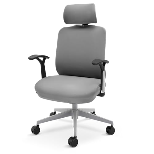 Fyeme 3 Stück Bürostuhl Bezug Stuhlüberzug Stretch Geteiltes Design Abnehmbar Staubdicht rutschfest Gaming Stuhl Bezug Geeignet für Gaming Stühle Computerstühle Drehstühle Bürostühle (Grau) von Fyeme