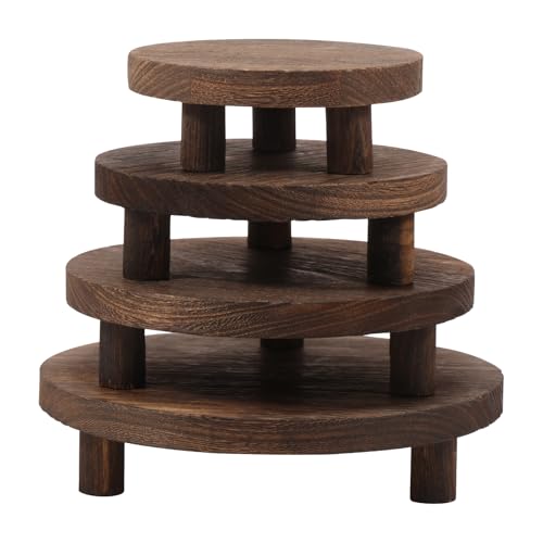 Fyeme 4 Stück Pflanzenhocker Holz mit Abnehmbare Beine Mini Tisch Blumenhocker Verschiedene Größen Plant Stand Indoor für Balkon Garten Schlafzimmer Küche Arbeitsplatte von Fyeme