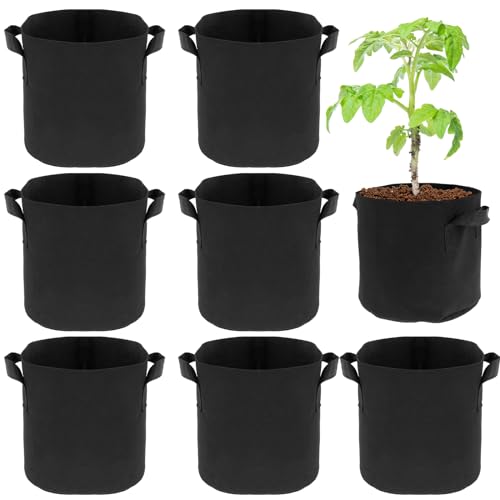 Fyeme 8 Stück Grow Bag Pflanzenwachstum Taschen Pflanzsäcke für Tomaten aus Vliesstoff Mit Griffe Kartoffel Pflanzsack für Tomaten, Gemüse, Blumen (3 Gallon) von Fyeme