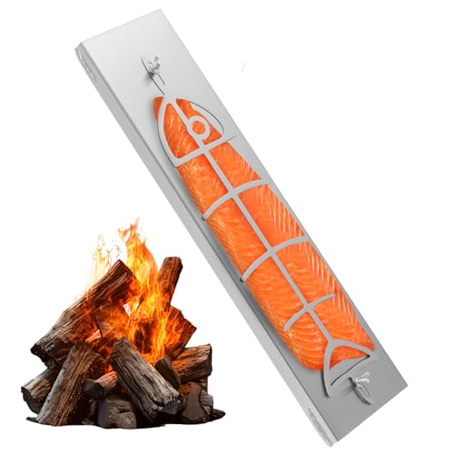 Fyeme Flammlachsbrett Edelstahl 51×11.5×3cm Flammlachsbrett für Feuerschale 180° Drehbar Waschbar Kein Rost Flammlachs Brett Geeignet für Feuerstellen Kugelgrills Outdoor Aktivitäten von Fyeme