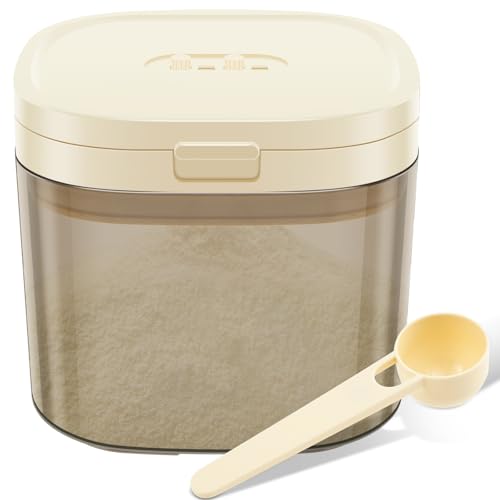 Fyeme Kaffeedose Luftdicht 800ml 12x12x10.5cm Milchpulverspender mit Magnetischer Löffel Langlebig Feuchtigkeitsbeständig Tragbar Kaffeebehälter für Babynahrung Kaffee Gewürze Snacks von Fyeme