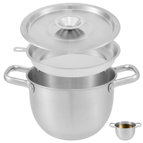 Fyeme Ölfiltertopf mit Sieb 2.8 -l -Ölsiebertopf mit Deckel Edelstahl Ölsiegers Behälter Nichtstäbchen Öldehnungsschoner -Topf tragbarer Speiseölbehälter Topf Öllager zum Kochen nach Hause von Fyeme
