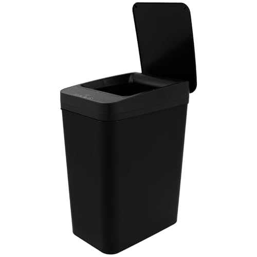Mülleimer mit Sensor 12L 23,5x15,5x32cm Abfalleimer Küche mit Deckel Berührungslos 3 Offener Modi Wasserdicht Automatisch Mülleimer für Badezimmer Schlafzimmer Küche Wohnzimmer (Schwarz) von Fyeme