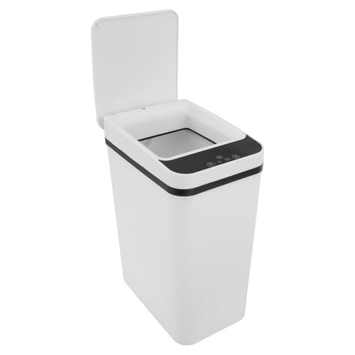 Mülleimer mit Sensor 12L 23,5x15,5x32cm Abfalleimer Küche mit Deckel Berührungslos 3 Offener Modi Wasserdicht Automatisch Mülleimer für Badezimmer Schlafzimmer Küche Wohnzimmer (Weiß) von Fyeme