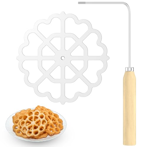 Rosenküchleform Waffel Rosetten Rosette Timbale Bunuelos Form mit Holzgriff Aluminium Waffelförmchen Set mit 1 Formen für Rosette Bunuelos Kekse (1 Artikel) von Fyeme