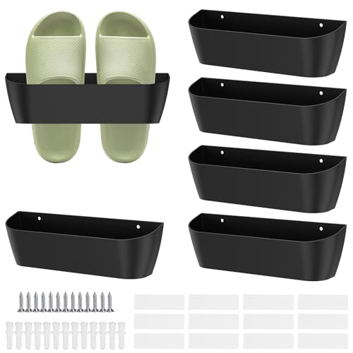 Schuhhalter Wand 6 Stück Wohnmobil Dreidimensionale Trennwand Schuhregal mit Selbstklebe Funktion Bohrlöchern Schuhregal Hängend für Wohnmobil Camping Badezimmer Wohnzimmer Schlafzimmer (Schwarz) von Fyeme