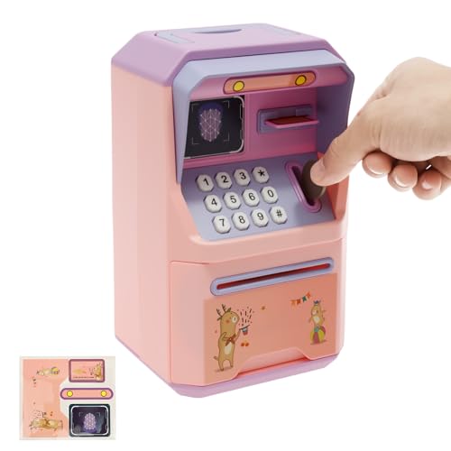 Spardose Elektronisch 23x13x12cm Tresor Kinder mit Griff Automatisch Einrollbar Tragbar Kindertresor mit Code Spaß Beim Geldsparen für Banknoten Münzen für Weihnachten Geburtstag Geschenk von Fyeme