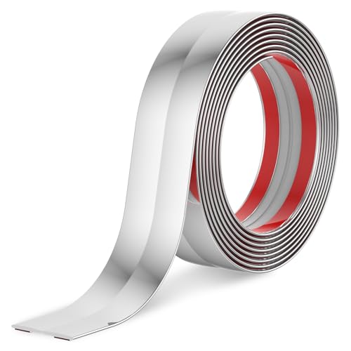 Zierleisten Selbstklebend Breit 4CM Flexible Zierleiste Selbstklebend Einstellbarer Winkel 90-180 Grad Wasserdicht Selbstklebend Deckenleisten für Schützen Sie Die Ecken (Silber) von Fyeme