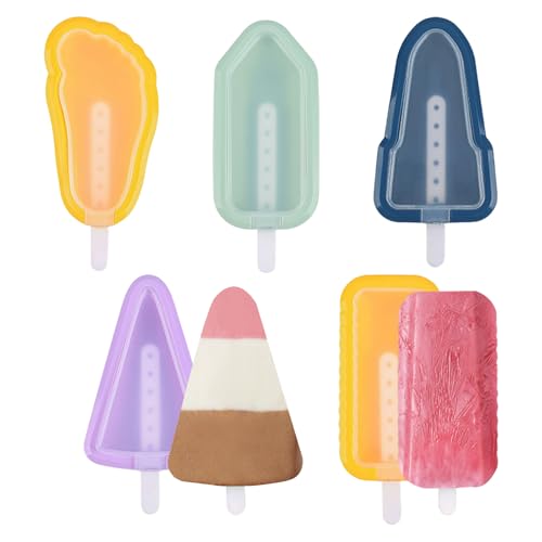 Fyfjur 5 Stück Eisformen Eis am Stiel, Premium Eisformen Silikon Eis am Stiel Formen Wiederverwendbar BPA frei, Popsicle Molds mit Griffdesign Leicht zu Entformen, Sommer Trend Ideal für DIY-Eiscreme von Fyfjur