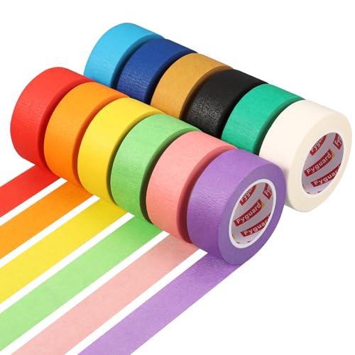 Fyguard 12 Rolle Kreppband Bunt, 23mm x 13m Klebeband Bunt Malerkrepp Abklebeband Maler Masking Tape Regenbogen Bastelband für DIY Scrapbooking Klassenzimmerdekorationen Kunstlaborbeschriftung Fyguard 12 Rolle Kreppband Bunt, 23mm x 13m Klebeband Bunt Malerkrepp Abklebeband Maler Masking Tape Regenbogen Bastelband für DIY Scrapbooking Klassenzimmerdekorationen Kunstlaborbeschriftung von Fyguard