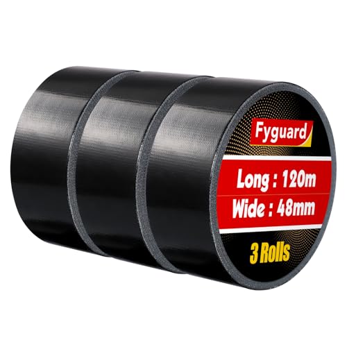 Fyguard 3 Rolle Panzertape Schwarz, 48mm x 120m Gewebeklebeband 210μ Gaffa Tape Duct Tape Wasserdichtes Reparaturband Panzerband Witterungsbeständig für Haushalt Gärten Baustellen (40m/Rolle) Fyguard 3 Rolle Panzertape Schwarz, 48mm x 120m Gewebeklebeband 210μ Gaffa Tape Duct Tape Wasserdichtes Reparaturband Panzerband Witterungsbeständig für Haushalt Gärten Baustellen (40m/Rolle) von Fyguard