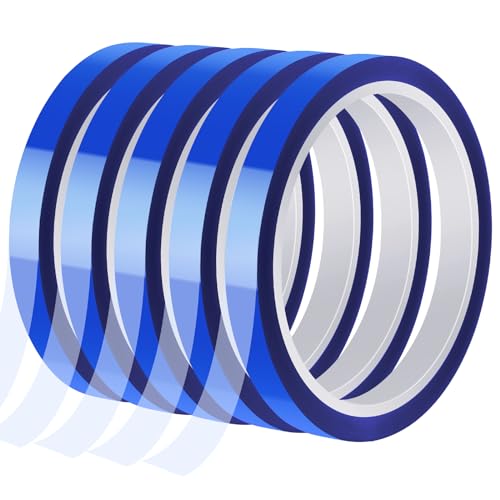 Fyguard 5 Rollen Hitzebeständiges Klebeband, 10mm x 30m Sublimationsklebeband Blaues Wärmeband Hitzeschutz für Sublimation Elektronik Leiterplatten von Fyguard