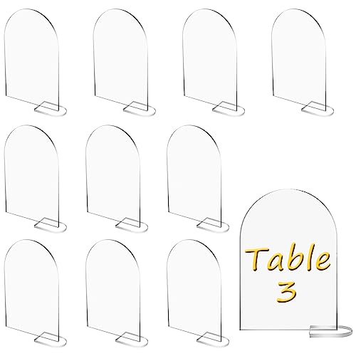 Fyihoxi 10 Stück Transparentes Bogen-Acrylschild Mit Ständer - Clear Arch Tischkarte, Tischnummernhalter, DIY Tischschilder für Hochzeiten, Party, Meetings, Büro, Restaurants, Bar von Fyihoxi