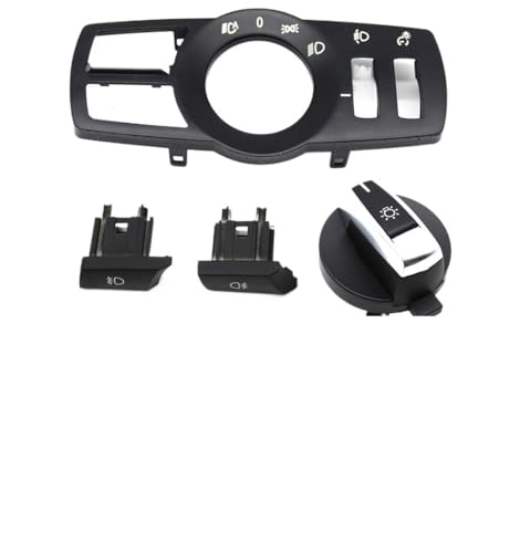 Armaturenbrett-Zierleiste Scheinwerfer Auto Front Scheinwerfer Drehschalter Taste Abdeckung Panel Ersatz Passend für BMW 5 6 7 Serie(4PCS SET-Model C) von Fymlok