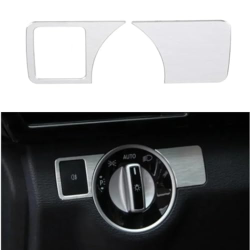 Armaturenbrett-Zierleiste Scheinwerfer Auto Scheinwerfer Schalter Panel Abdeckung Trim Aufkleber Passend für Mercedes Benz ABCE Klasse W204 W212 W176 CLS ML GLK GLE GLS GLA Accessoire(Model A) von Fymlok