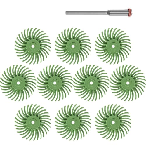 Borstenscheibe,Gummi Schleifbürsten 50 stücke 1 Zoll Borsten Disc Kit Schleif Pinsel Schaft Detail Polieren Rad for Dreh Werkzeug Zubehör(50pcs 1000grit,With 3.0mm shank) von Fymlok