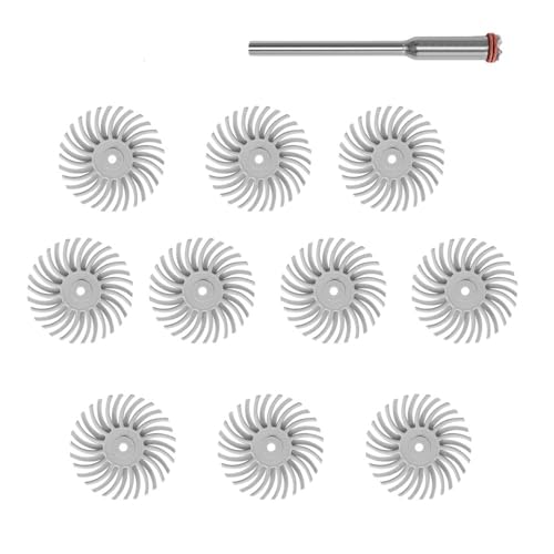 Borstenscheibe,Gummi Schleifbürsten 50 stücke 1 Zoll Borsten Disc Kit Schleif Pinsel Schaft Detail Polieren Rad for Dreh Werkzeug Zubehör(50pcs 2500grit,With 3.0mm shank) von Fymlok