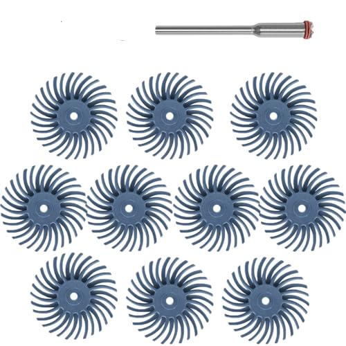 Borstenscheibe,Gummi Schleifbürsten 50 stücke 1 Zoll Borsten Disc Kit Schleif Pinsel Schaft Detail Polieren Rad for Dreh Werkzeug Zubehör(50pcs 400grit,With 3.0mm shank) von Fymlok