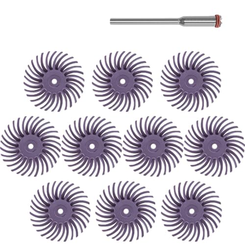 Borstenscheibe,Gummi Schleifbürsten 50 stücke 1 Zoll Borsten Disc Kit Schleif Pinsel Schaft Detail Polieren Rad for Dreh Werkzeug Zubehör(50pcs 600grit,With 3.0mm shank) von Fymlok