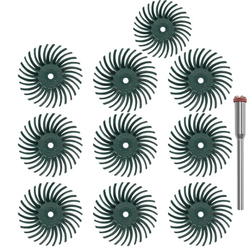 Borstenscheibe,Gummi Schleifbürsten 50 stücke 1 Zoll Borsten Disc Kit Schleif Pinsel Schaft Detail Polieren Rad for Dreh Werkzeug Zubehör(50pcs 80grit,With 3.0mm shank) von Fymlok