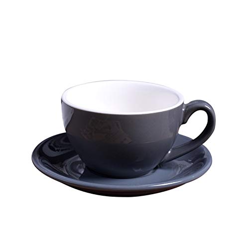 Fymlok Kaffeetassen,Tassen und Untertassen Keramik Handgemalte Kaffeetasse kreative Weinlese-Cup Cappuccino Cups for Latte Mokka Tee-Kaffeetasse mit Untertasse(Gray) von Fymlok