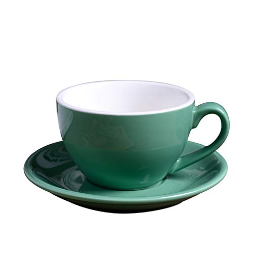 Fymlok Kaffeetassen,Tassen und Untertassen Keramik Handgemalte Kaffeetasse kreative Weinlese-Cup Cappuccino Cups for Latte Mokka Tee-Kaffeetasse mit Untertasse(Green) von Fymlok