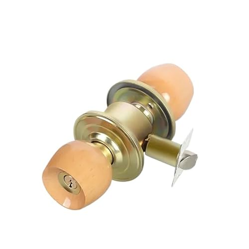 Fymlok Türknauf mit Schloss und Schlüssel 1 Set Innentürschloss aus Holz und Metall, runde Kugel, Türknöpfe, Griff mit Schlüssel for Schlafzimmer, Wohnzimmer, Badezimmer, Hardware(60mm) von Fymlok