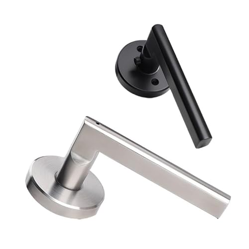 Fymlok Türknauf mit Schloss und Schlüssel Edelstahl Badezimmer Türschloss Haushalt Holz Türgriff Schloss Innen Schwarz Rot Und Grün Anzeige(Brushed silver) von Fymlok