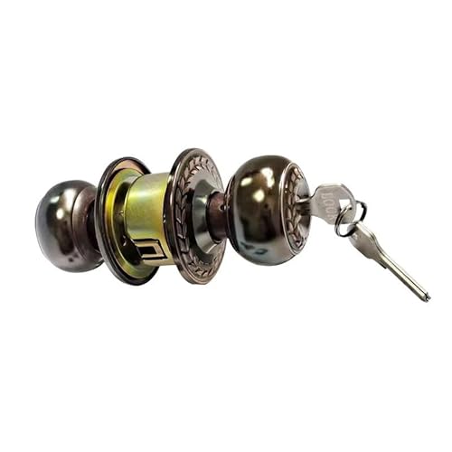 Fymlok Türknauf mit Schloss und Schlüssel Edelstahl Runde Türknöpfe Rotation Lock Knobset Griff Mit Schlüssel for Schlafzimmer Badezimmer Utility Zimmer Hardware Zubehör(Center distance 60mm) von Fymlok