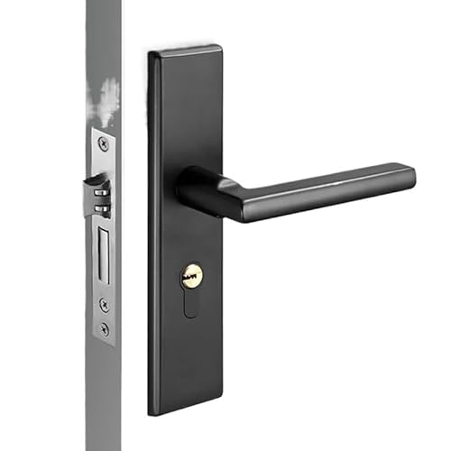 Fymlok Türknauf mit Schloss und Schlüssel Innen Silent Handle Lockset Edelstahl Türgriff Anti-Diebstahl-Lock Haushalt Badezimmer Türknauf mit Schloss und Schlüssel(Black) von Fymlok