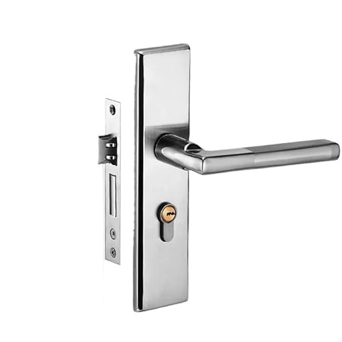 Fymlok Türknauf mit Schloss und Schlüssel Innen Silent Handle Lockset Edelstahl Türgriff Anti-Diebstahl-Lock Haushalt Badezimmer Türknauf mit Schloss und Schlüssel(Silver) von Fymlok