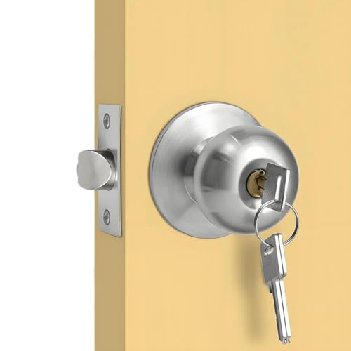 Fymlok Türknauf mit Schloss und Schlüssel Keyed Entry Türknauf mit Schloss Innen- und Außentürschloss Edelstahl for Innentüren Schlafzimmer Badezimmer Fymlok Türknauf mit Schloss und Schlüssel Keyed Entry Türknauf mit Schloss Innen- und Außentürschloss Edelstahl for Innentüren Schlafzimmer Badezimmer von Fymlok
